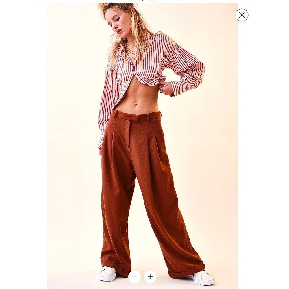 Free People Lyla wide leg trousers pants Size 6 pumpkin cinnamon brick orange